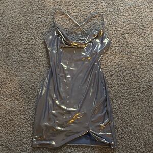 Elegant Silver Slip Dress